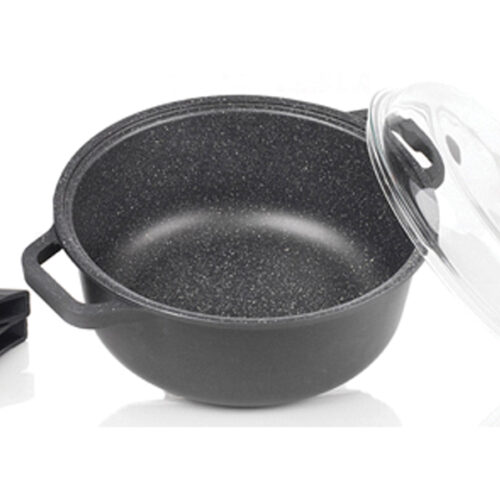 Risolì - Casseruola Granito Premium-Induction con coperchio e coprimanici in silicone estraibili.