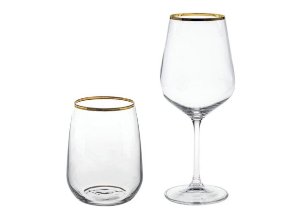 Villa Altachiara - Set Bicchieri Acqua+Calice Vino Artemisia filo oro