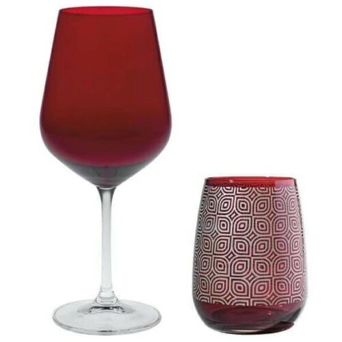 Villa Altachiara - Set Bicchieri Acqua+Calici Vino Karkadè rosso