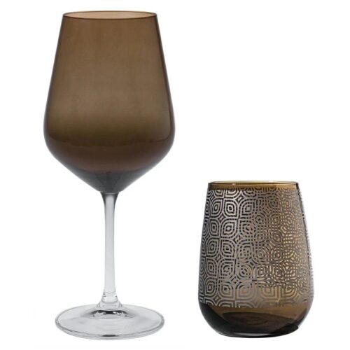 Villa Altachiara - Set Bicchieri Acqua+Calici Vino Karkadè tortora