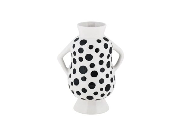 Villa Altachiara - Vaso Elicriso bianco e nero con pois
