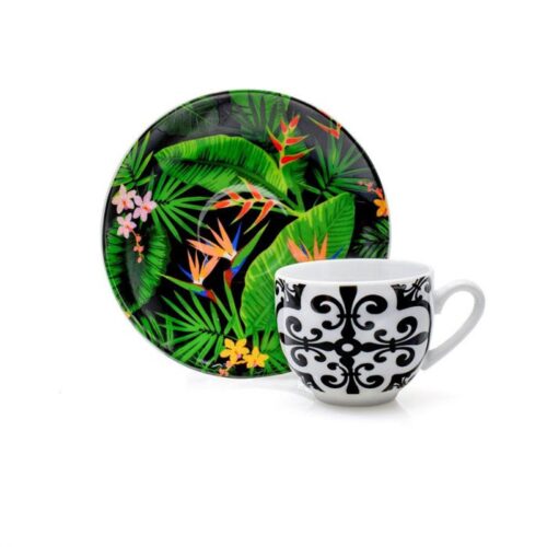 Evviva - Jungla set 12TZ caffè con piatto