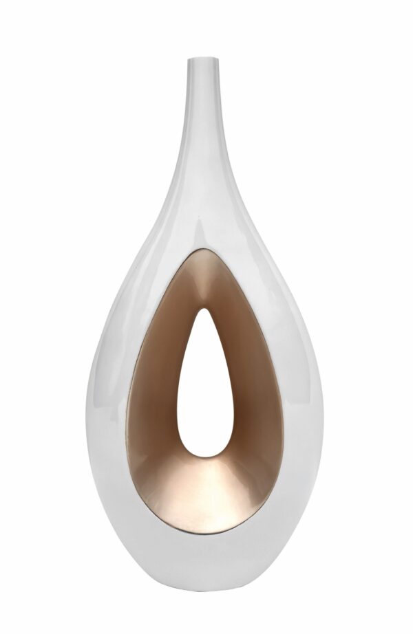 Ambienti Glamour - Vaso Ceramica Goccia Bianco e Oro
