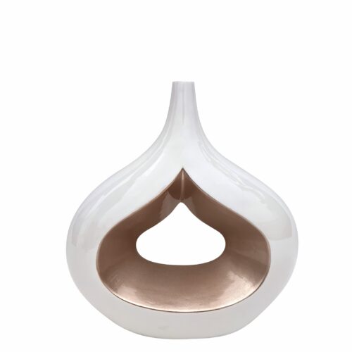 Ambienti Glamour - Vaso Ceramica Goccia Bianco e Oro