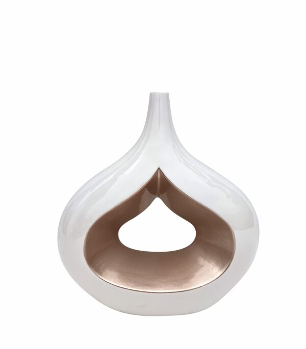 Ambienti Glamour - Vaso Ceramica Goccia Bianco e Oro