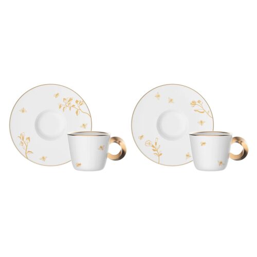 Bialetti - Set 2 Tazzine da Caffè Twist Api in Porcellana 80 ML
