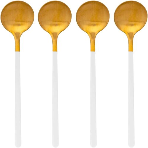 Bialetti - Set 4 Cucchiaini da Caffè Oro delle Api in Acciaio