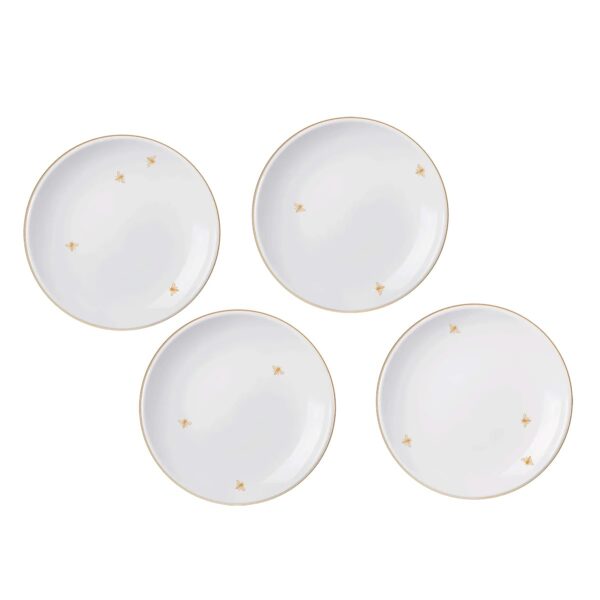 Bialetti - Set 4 Piatti da Dolce Oro delle Api in Porcellana