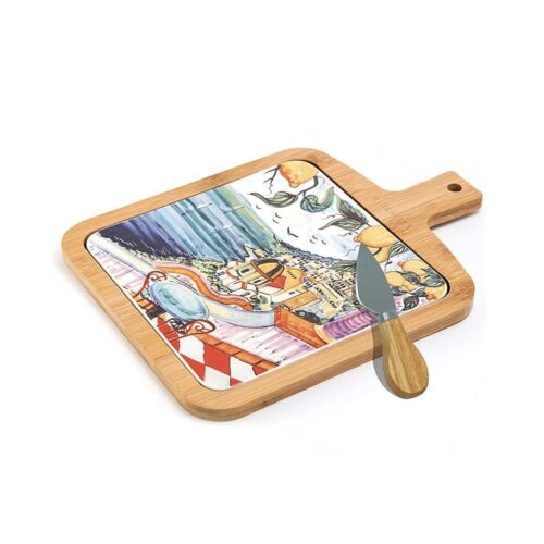 Madrhelen - Tagliere Quadrato con Coltello Capri Home