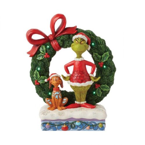 Jim Shore - Grinch e Max con Corona di Natale