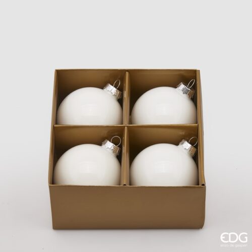 EDG - Set 4 Sfere Vetro Bianche D.8cm