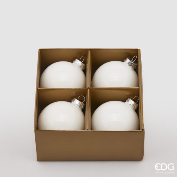 EDG - Set 4 Sfere Vetro Bianche D.8cm