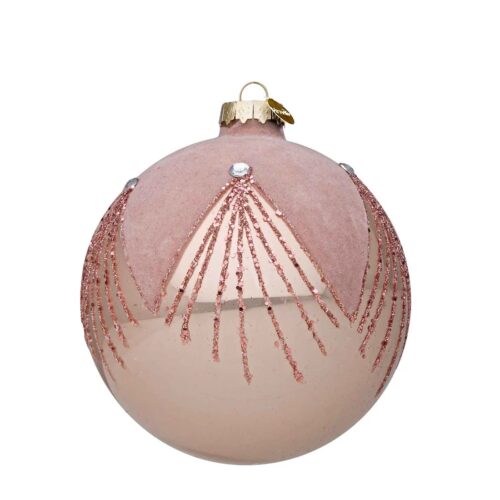 Bizzotto - Sfera per Albero di Natale in Vetro Glaring Rosa D.8 cm