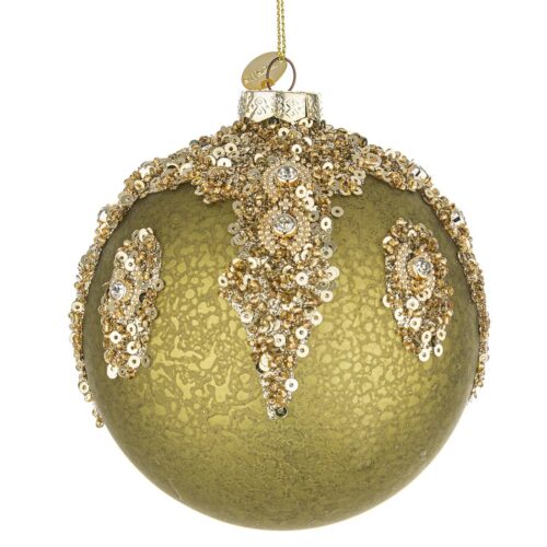 Bizzotto - Melissa Palla Albero Natale Sfera vetro 10 cm Verde Oro