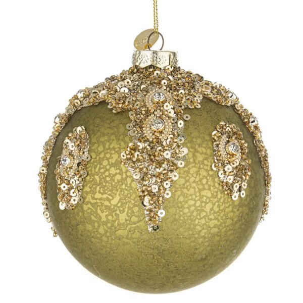 Bizzotto - Melissa Palla Albero Natale Sfera vetro 10 cm Verde Oro
