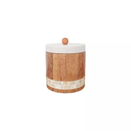 Aulica - Contenitore in legno con coperchio in metallo bianco