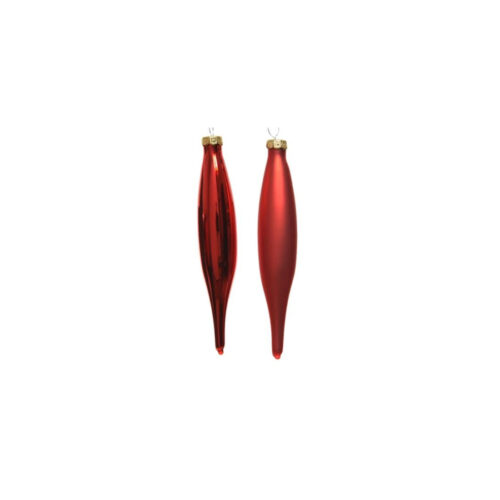 Decoris - Set 6Pz Sfera per albero di Natale ghiacciolo di vetro Rosso