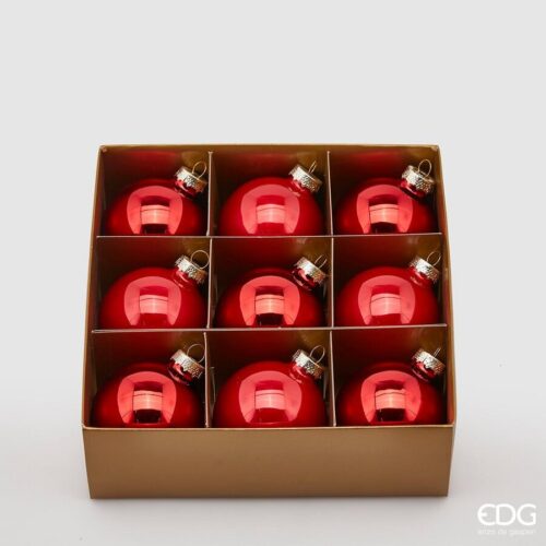EDG - Sfera Natalzia in Vetro 9 Pezzi D.6 cm