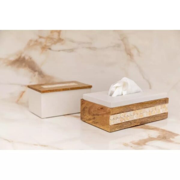 Aulica - Porta fazzoletti in legno con coperchio bianco - immagine 2