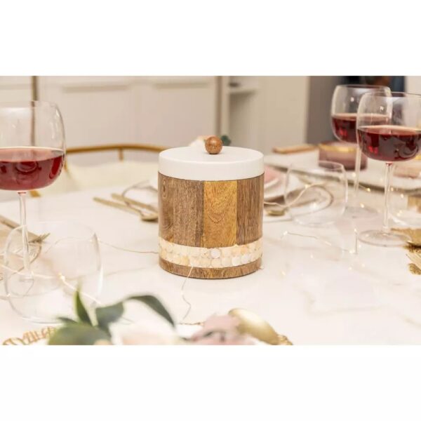 Aulica - Contenitore in legno con coperchio in metallo bianco - immagine 2