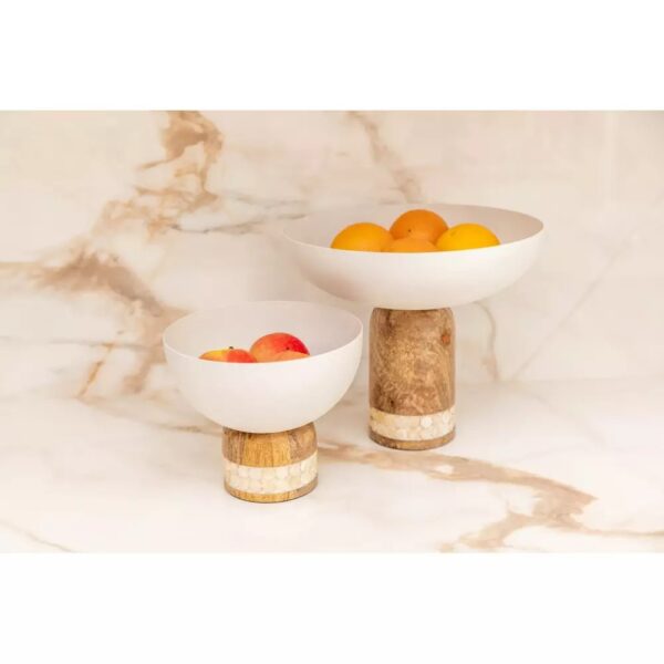 Aulica - Fruttiera bianca su base di legno - immagine 2