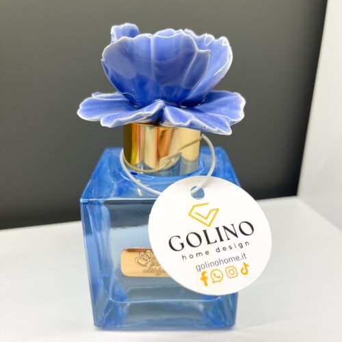 Pienne Design - Profumatore Cubo Piccolo Blu con Fiore