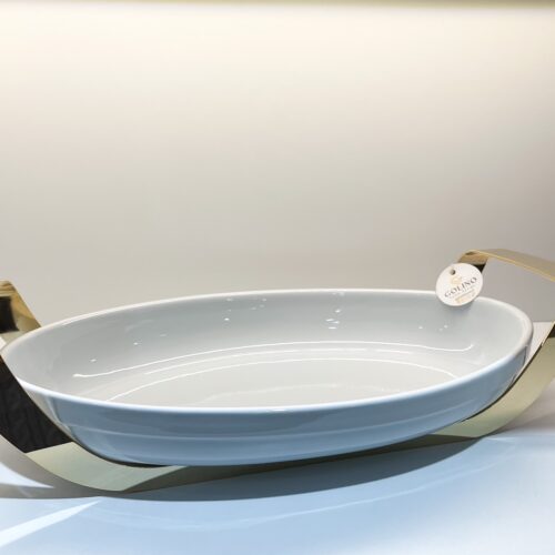 Elleffe Design - Pirofila ovale in ceramica con supporto in acciaio inox
