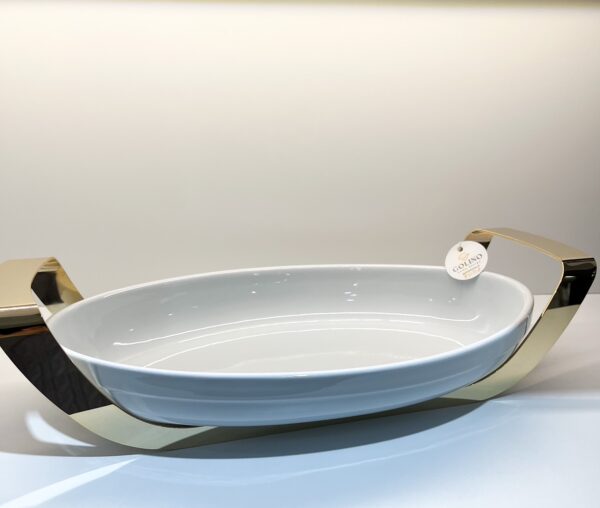 Elleffe Design - Pirofila ovale in ceramica con supporto in acciaio inox