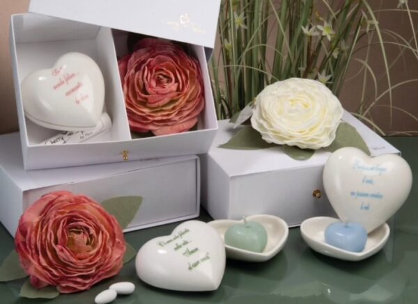 Cherry and Peach - Cuore in porcellana di Capodimonte