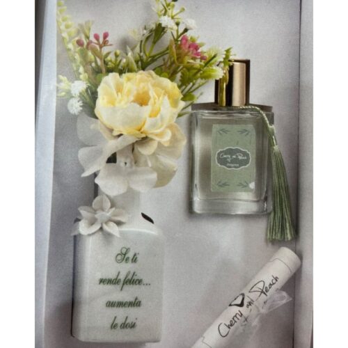Cherry and Peach - Profumo per Tessuti con Vasetto in Ceramica di Capodimonte